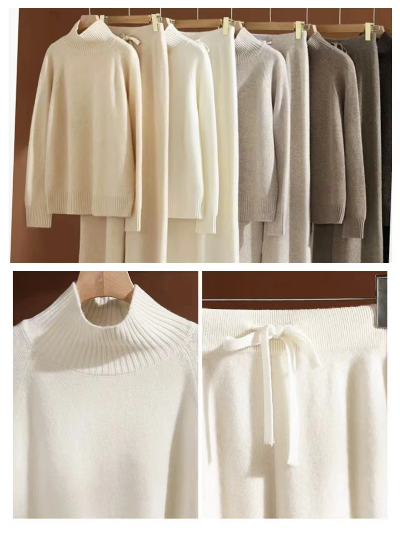 Women Wool Mock-neck Pullover Wide Leg Pants Set 100% Wool Sweater Autumn Winter Thick Casual Cashmere Knit Loose Top Trousers
Women Wool Mock-neck Pullover Wide Leg Pants Set 100% Wool Sweater Autumn Winter Thick Casual Cashmere Knit Loose Top Trousers