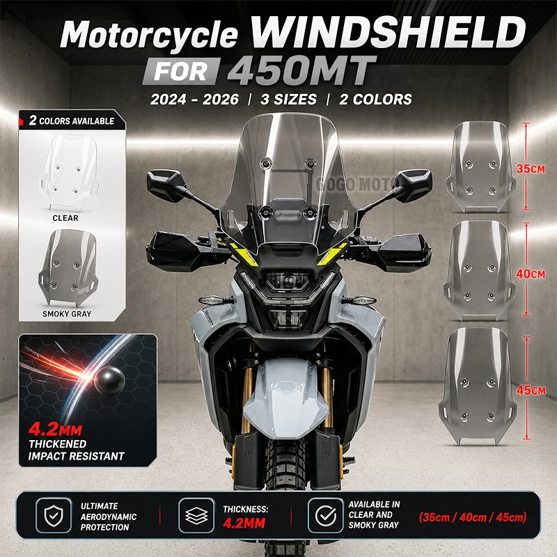 New Motorcycle Windshield Windscreen For CFMOTO 450MT MT450 2024 2025 Heightened Windshield Air Deflector Windproof Protection
New Motorcycle Windshield Windscreen For CFMOTO 450MT MT450 2024 2025 Heightened Windshield Air Deflector Windproof Protection
