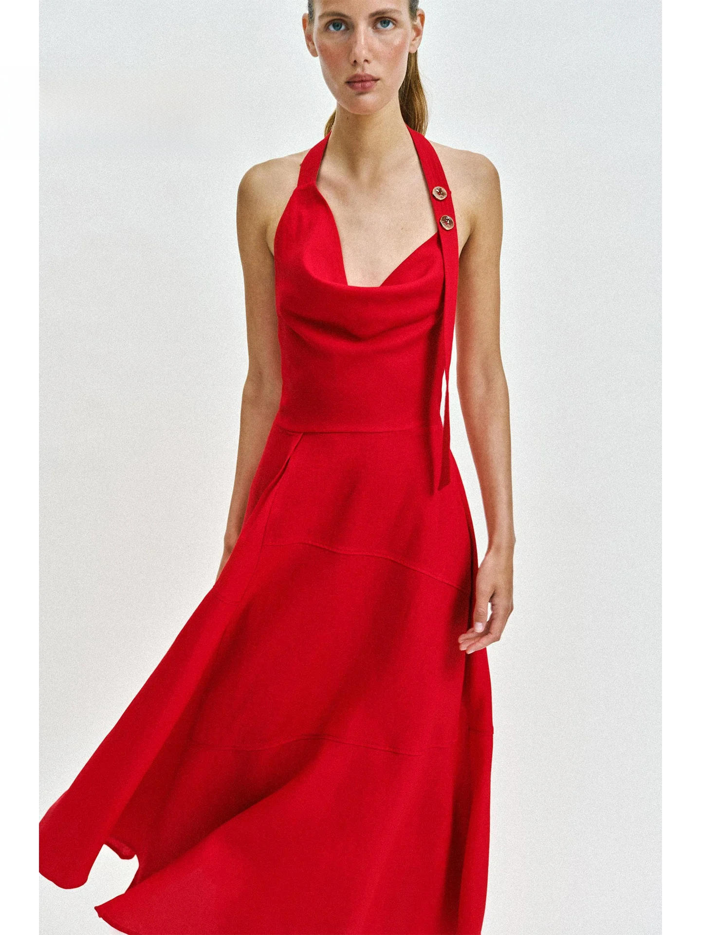 Summer 2026 Red Elegant Hanging Neck Swing Waist Dress Long A-Line Skirt Style Casual Wear Sleeveless Gathered Waist Dress
Summer 2026 Red Elegant Hanging Neck Swing Waist Dress Long A-Line Skirt Style Casual Wear Sleeveless Gathered Waist Dress