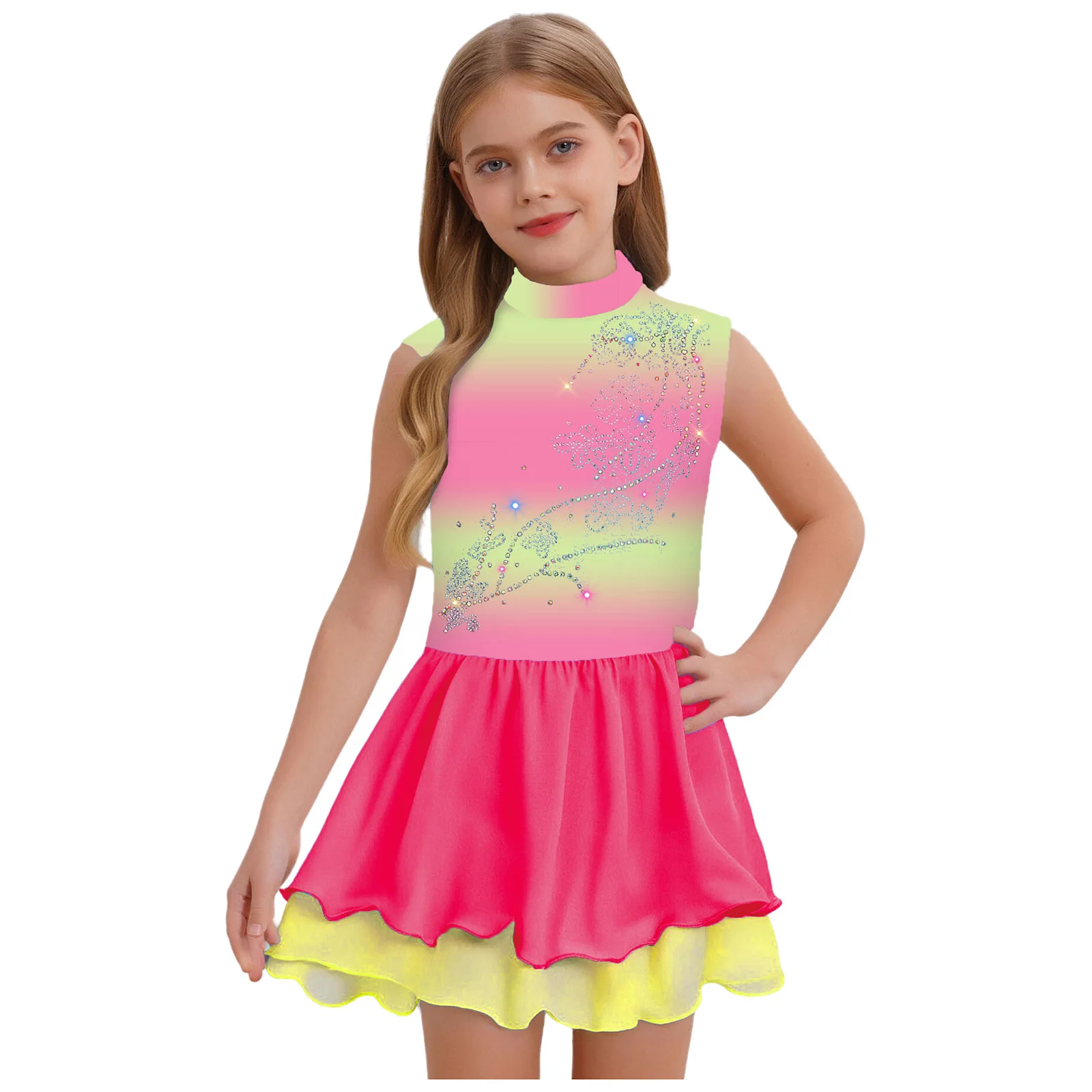 Kids Girls Figure Skating Dance Performance Costume Sleeveless Sparkly Rhinestones Gradient A-line Tutu Dress Stage Dance Wear
Kids Girls Figure Skating Dance Performance Costume Sleeveless Sparkly Rhinestones Gradient A-line Tutu Dress Stage Dance Wear