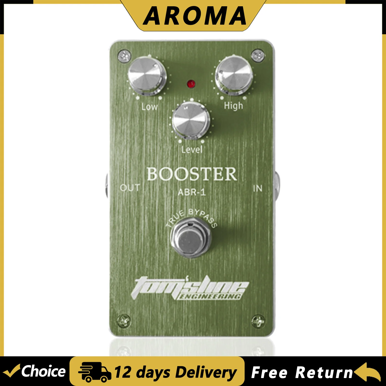 AROMA ABR-1 Booster Electric Guitar Effect Pedal True Bypass Aluminum Alloy Housing Electric Guitar Accessories Exquisite
AROMA ABR-1 Booster Electric Guitar Effect Pedal True Bypass Aluminum Alloy Housing Electric Guitar Accessories Exquisite