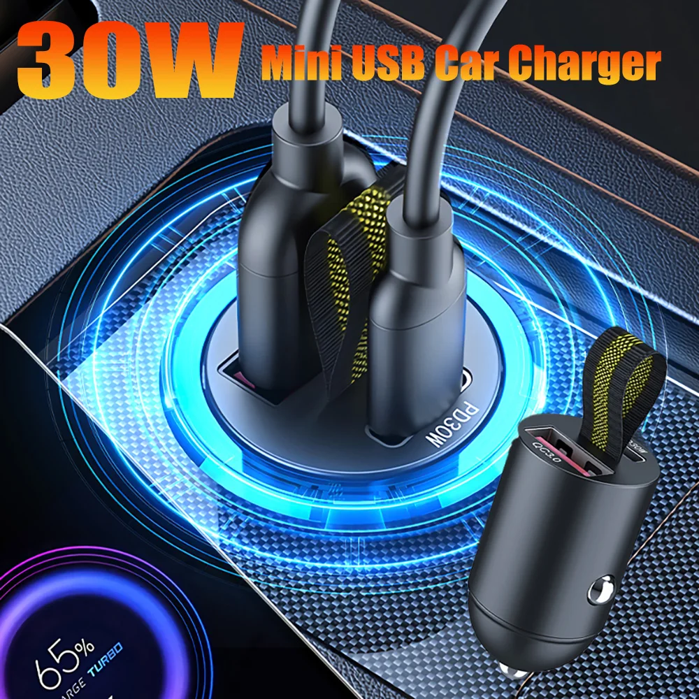 30W Mini USB Car Charger Super Fast Charging Type-C PD Quick Charge Car Mobile Phone Charger Adapter For iPhone Huawei Samsung
30W Mini USB Car Charger Super Fast Charging Type-C PD Quick Charge Car Mobile Phone Charger Adapter For iPhone Huawei Samsung