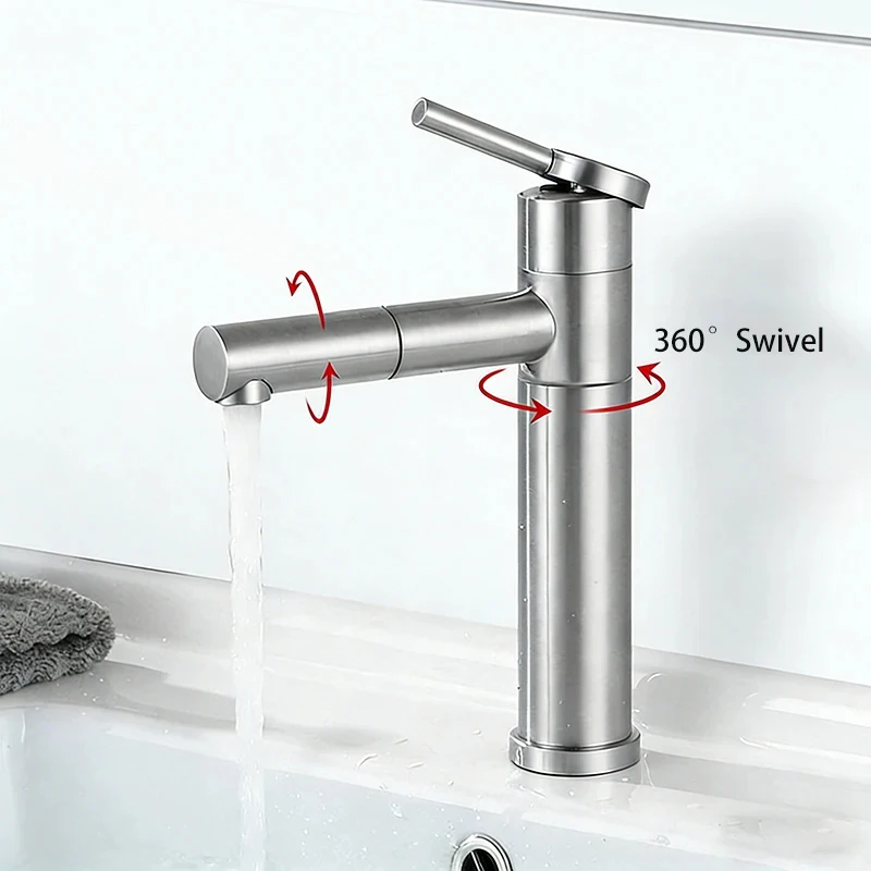 Single Handle Bathroom Sink Faucet 304 Stainless Steel 360° Swivel Basin Faucet Tall Spout Washbasin Faucet
Single Handle Bathroom Sink Faucet 304 Stainless Steel 360° Swivel Basin Faucet Tall Spout Washbasin Faucet