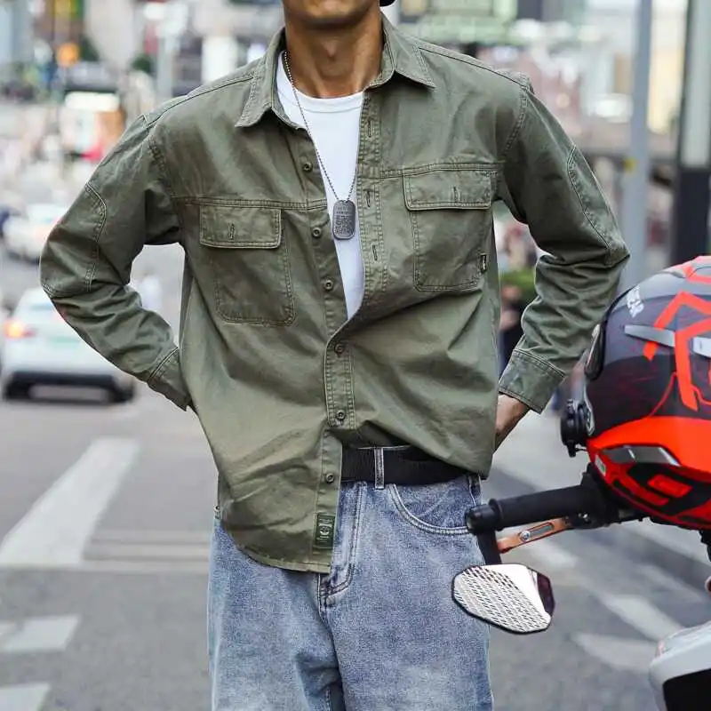 American Retro Workwear Long Sve Men's irt Jaet Trendy Brand Spring Loose Hunting irt Youth ular All Seasons
American Retro Workwear Long Sve Men's irt Jaet Trendy Brand Spring Loose Hunting irt Youth ular All Seasons