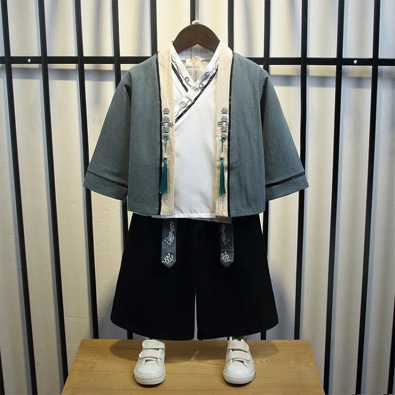 Children Hanfu Suit Boys and Girls Spring and Autumn Tang Suit Cotton and Linen Chinese Style Ancient Costume Three-piece Suit
Children Hanfu Suit Boys and Girls Spring and Autumn Tang Suit Cotton and Linen Chinese Style Ancient Costume Three-piece Suit