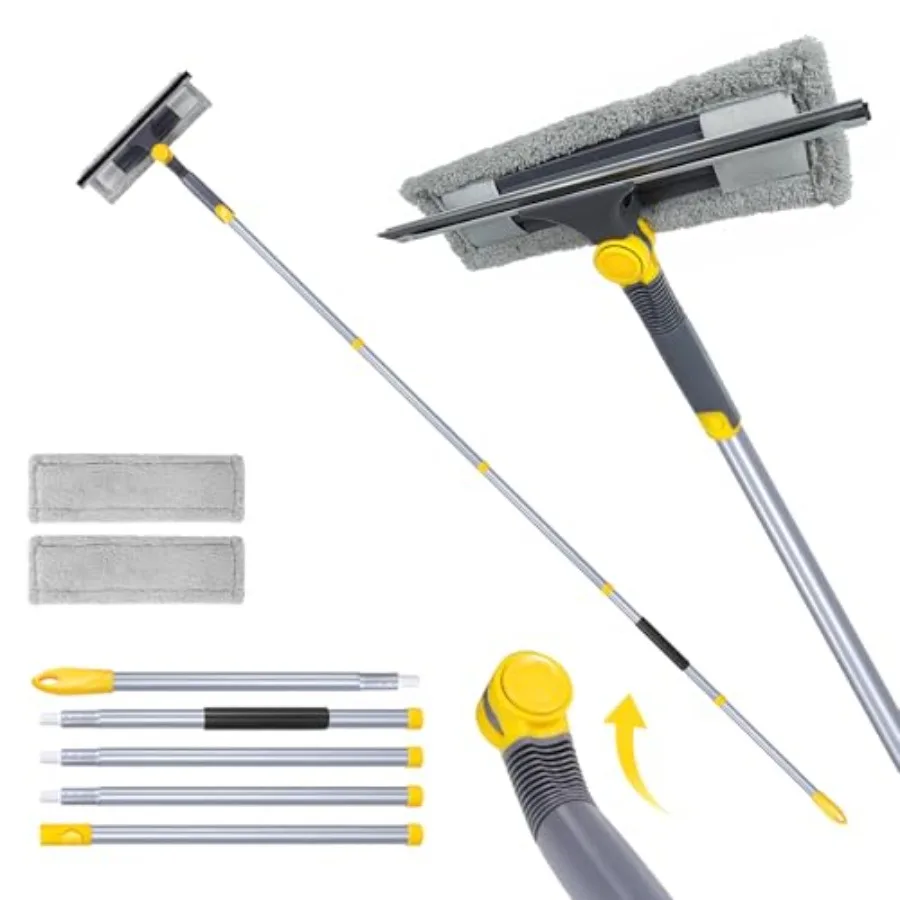 77" Window Squeegee with Stainless Steel Pole, 2-in-1 Professional Window Cleaning Kit, 180° Lockable Rotating Head, Streak-Fre
77" Window Squeegee with Stainless Steel Pole, 2-in-1 Professional Window Cleaning Kit, 180° Lockable Rotating Head, Streak-Fre