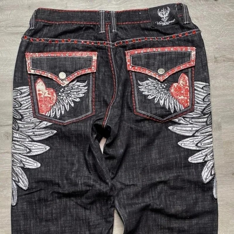 Y2K новые мешковатые джинсы с американским узором и вышивкой, мужские готические Harajuku в стиле хип-хоп, повседневные джинсы с широкими штанинами в стиле панк, уличная одежда
Y2K новые мешковатые джинсы с американским узором и вышивкой, мужские готические Harajuku в стиле хип-хоп, повседневные джинсы с широкими штанинами в стиле панк, уличная одежда