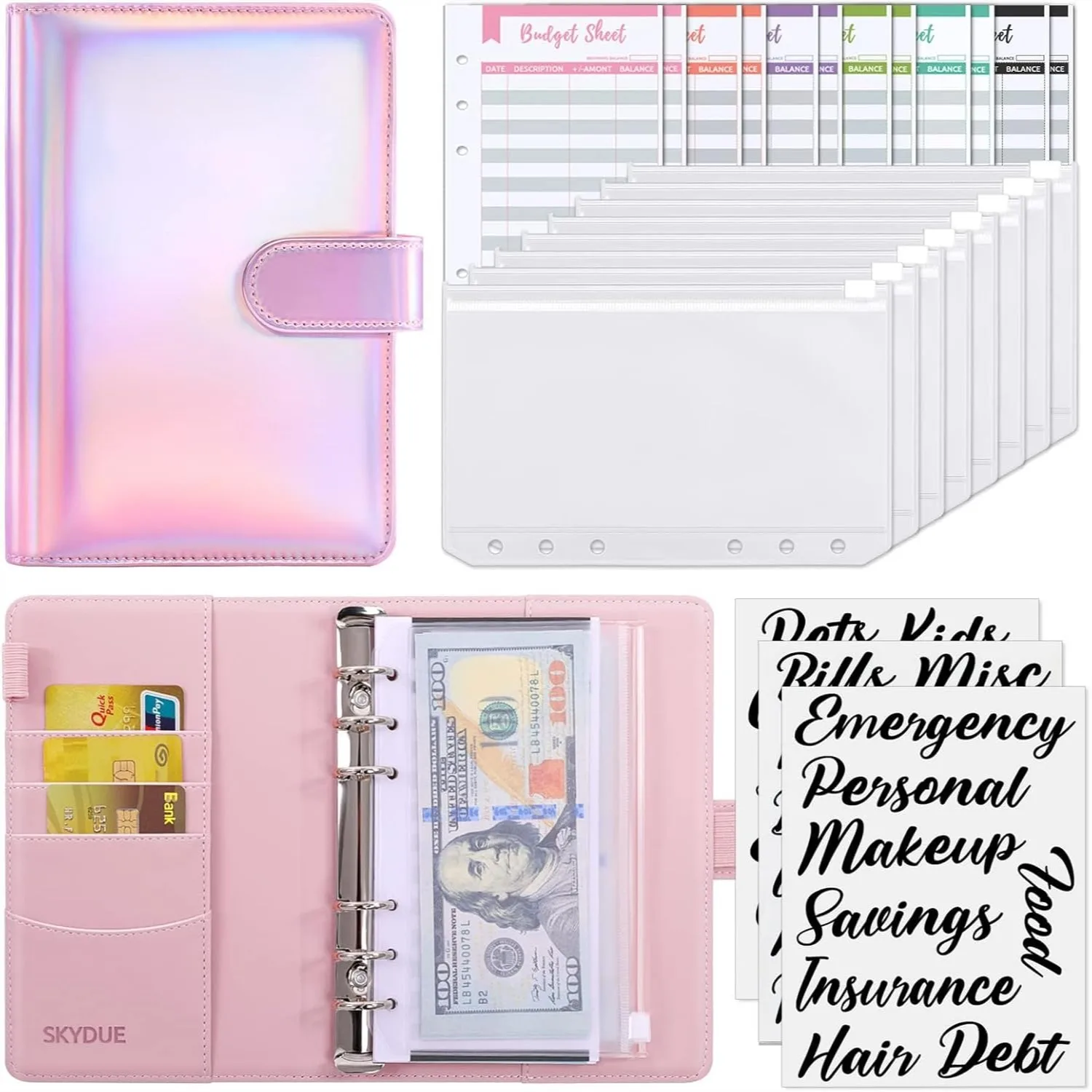 A6 Budget Binder with Cash Envelopes for Saving Money, Purple Faux Leather, 20-Page Capacity
A6 Budget Binder with Cash Envelopes for Saving Money, Purple Faux Leather, 20-Page Capacity