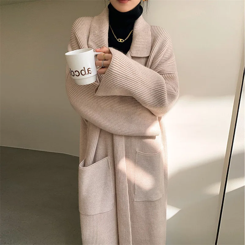 Women Sweaters Autumn Winter Solid Knitted Cardigan Loose Turndown Collar Lace Up Long Maxi Knit Coat Top E11161
Women Sweaters Autumn Winter Solid Knitted Cardigan Loose Turndown Collar Lace Up Long Maxi Knit Coat Top E11161