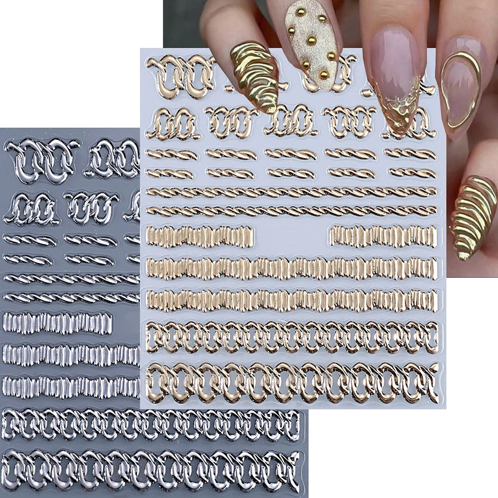 1/2pcs 5D Champagne Gold Silver Metal Lock Chain Nail Sticker Glossy Geometry Irregular Line Stripe Nail Decals Nail Supplies
1/2pcs 5D Champagne Gold Silver Metal Lock Chain Nail Sticker Glossy Geometry Irregular Line Stripe Nail Decals Nail Supplies