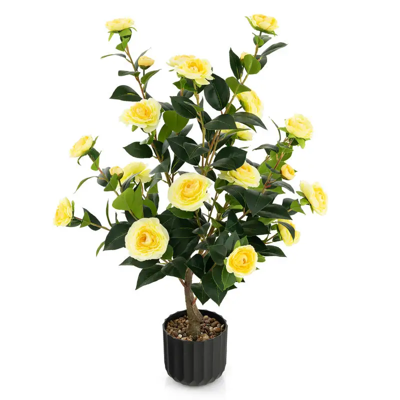 38 Inch Artificial Camellia Tree Faux Flower Plant in Cement Pot-Yellow
38 Inch Artificial Camellia Tree Faux Flower Plant in Cement Pot-Yellow