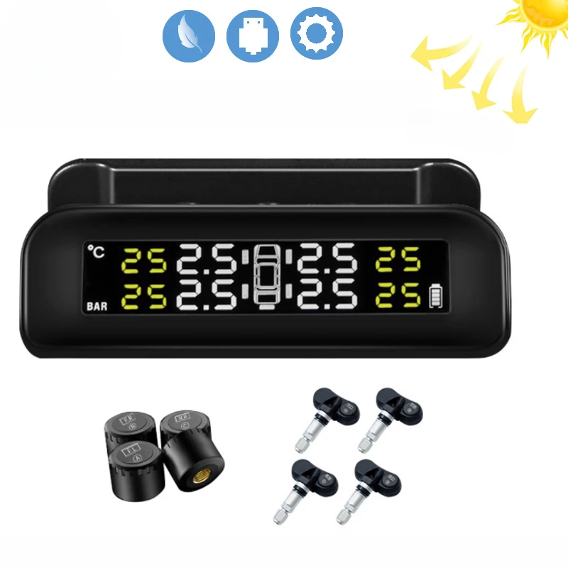 Solar TPMS Car Colorful Digital Screen Tire Pressure Monitoring System Auto Security Alarm with 4 Sensors For Vehicles
Solar TPMS Car Colorful Digital Screen Tire Pressure Monitoring System Auto Security Alarm with 4 Sensors For Vehicles
