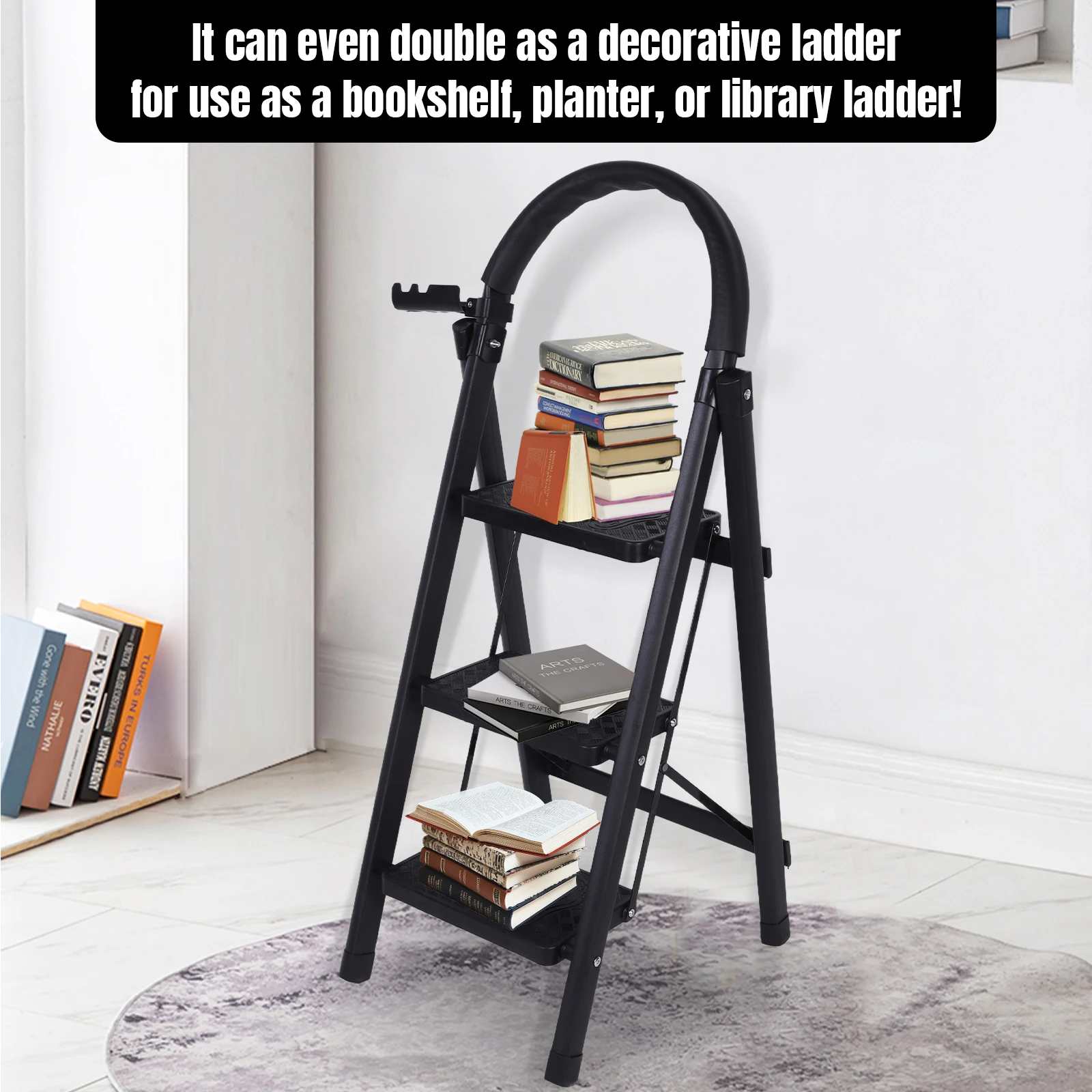3 Step Folding Ladder Sturdy Steel Ladder 330LBS Capacity W/Hand Rail Wide Platform Steps for RV Attic Daily Use at Home
3 Step Folding Ladder Sturdy Steel Ladder 330LBS Capacity W/Hand Rail Wide Platform Steps for RV Attic Daily Use at Home