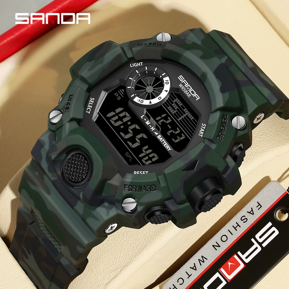 SANDA 2183 Electronic Watch Fashion Military Camo Waterproof Outdoors Sports Digital Display Silicone Strap Wristwatchs for Men
SANDA 2183 Electronic Watch Fashion Military Camo Waterproof Outdoors Sports Digital Display Silicone Strap Wristwatchs for Men