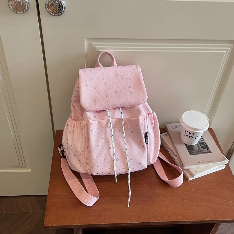 New Korean Girl Backpack Niche Design Star Drawstring Teenage Youth Schoolbag for Women Cute Sweet Lightweight Small Backpack
New Korean Girl Backpack Niche Design Star Drawstring Teenage Youth Schoolbag for Women Cute Sweet Lightweight Small Backpack