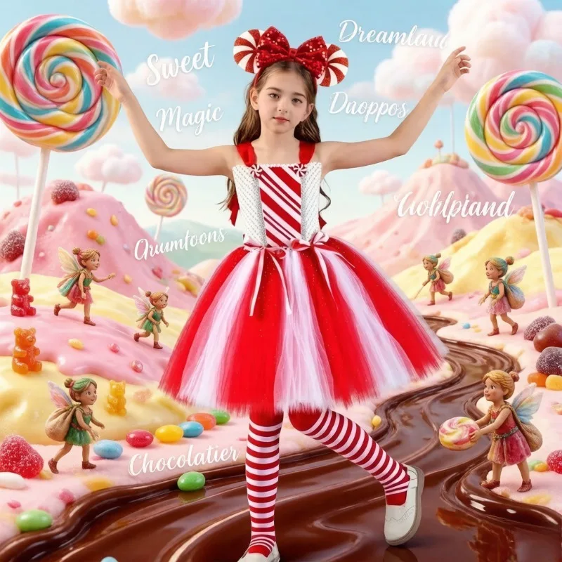 Red White Stripe Christmas Candy Tulle Tutu Skirt Sequin Santa Claus Fluffy Ballet Dance Performance Costume For Holiday Party
Red White Stripe Christmas Candy Tulle Tutu Skirt Sequin Santa Claus Fluffy Ballet Dance Performance Costume For Holiday Party