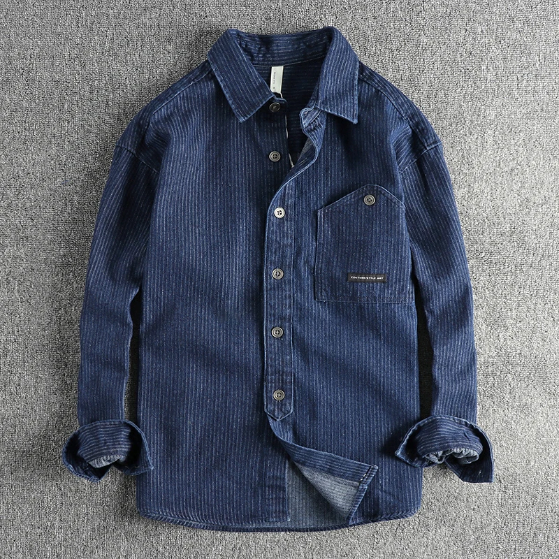 Retro Khaki Washed Stripe Long Sleeve Men's Denim Casual Shirt American Workwear Style Spring Autumn Versatile Lightweight Ja...
Retro Khaki Washed Stripe Long Sleeve Men's Denim Casual Shirt American Workwear Style Spring Autumn Versatile Lightweight Ja...