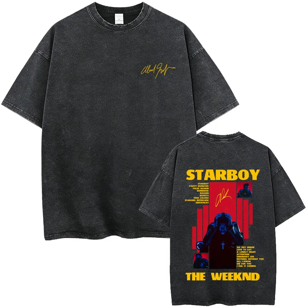 Vintage Washed The Weeknd Starboy Album Graphic T-shirt Men Women Hip Hop Fashion Pop Music T-shirts Male Casual Cotton T Shirts
Vintage Washed The Weeknd Starboy Album Graphic T-shirt Men Women Hip Hop Fashion Pop Music T-shirts Male Casual Cotton T Shirts