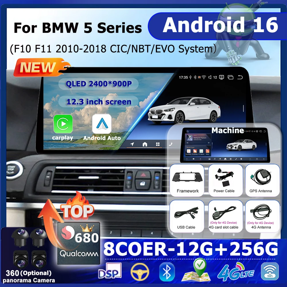 Wireless Carplay For BMW 5 Series F10 F11 2011 - 2018 Android 16 CIC NBT EVO System Car Radio Multimedia Player GPS Navi 4G WiFi
Wireless Carplay For BMW 5 Series F10 F11 2011 - 2018 Android 16 CIC NBT EVO System Car Radio Multimedia Player GPS Navi 4G WiFi