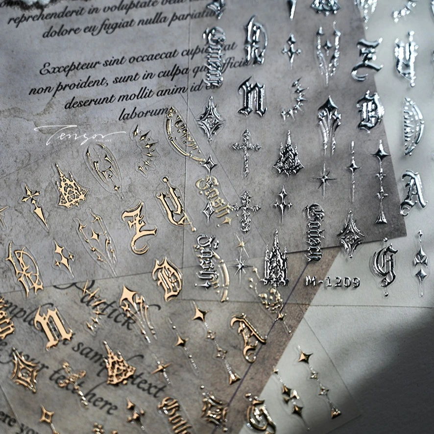 Gothic Roman English Letter Skeleton Dark Rose Star Sword Wing Rivet Legend Dreamy Delicate Nail Art Stickers Manicure Decals
Gothic Roman English Letter Skeleton Dark Rose Star Sword Wing Rivet Legend Dreamy Delicate Nail Art Stickers Manicure Decals