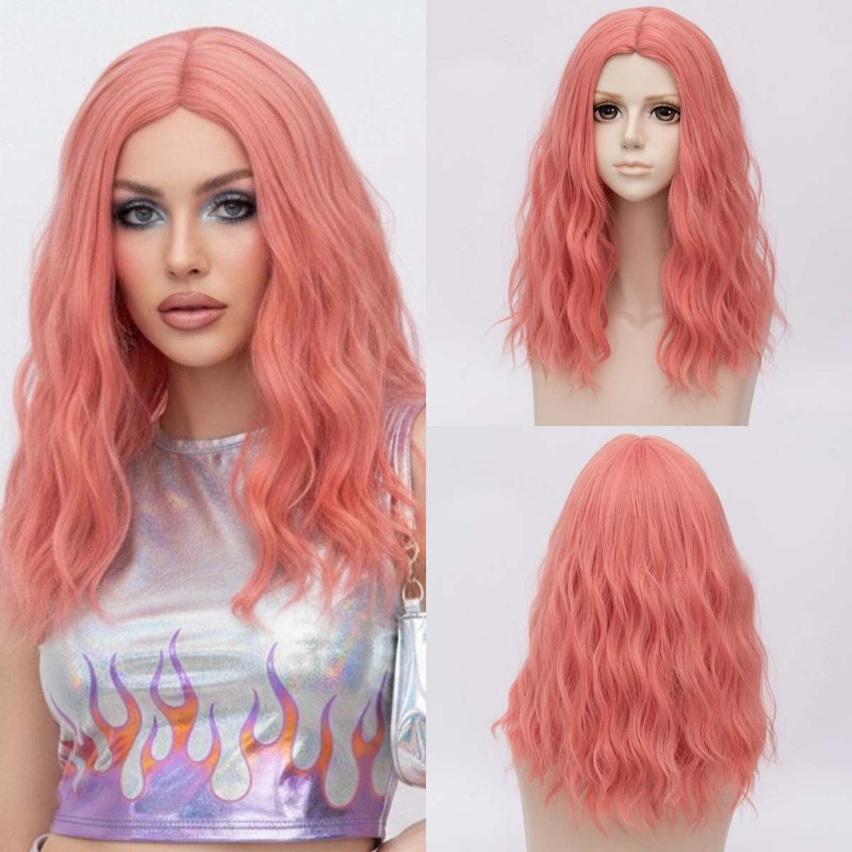 Short Middle Part Wig Orange Pink Wig Synthetic Wavy Fluffy Wig For Women Cosplay Daily Party High Temperature Fiber
Short Middle Part Wig Orange Pink Wig Synthetic Wavy Fluffy Wig For Women Cosplay Daily Party High Temperature Fiber