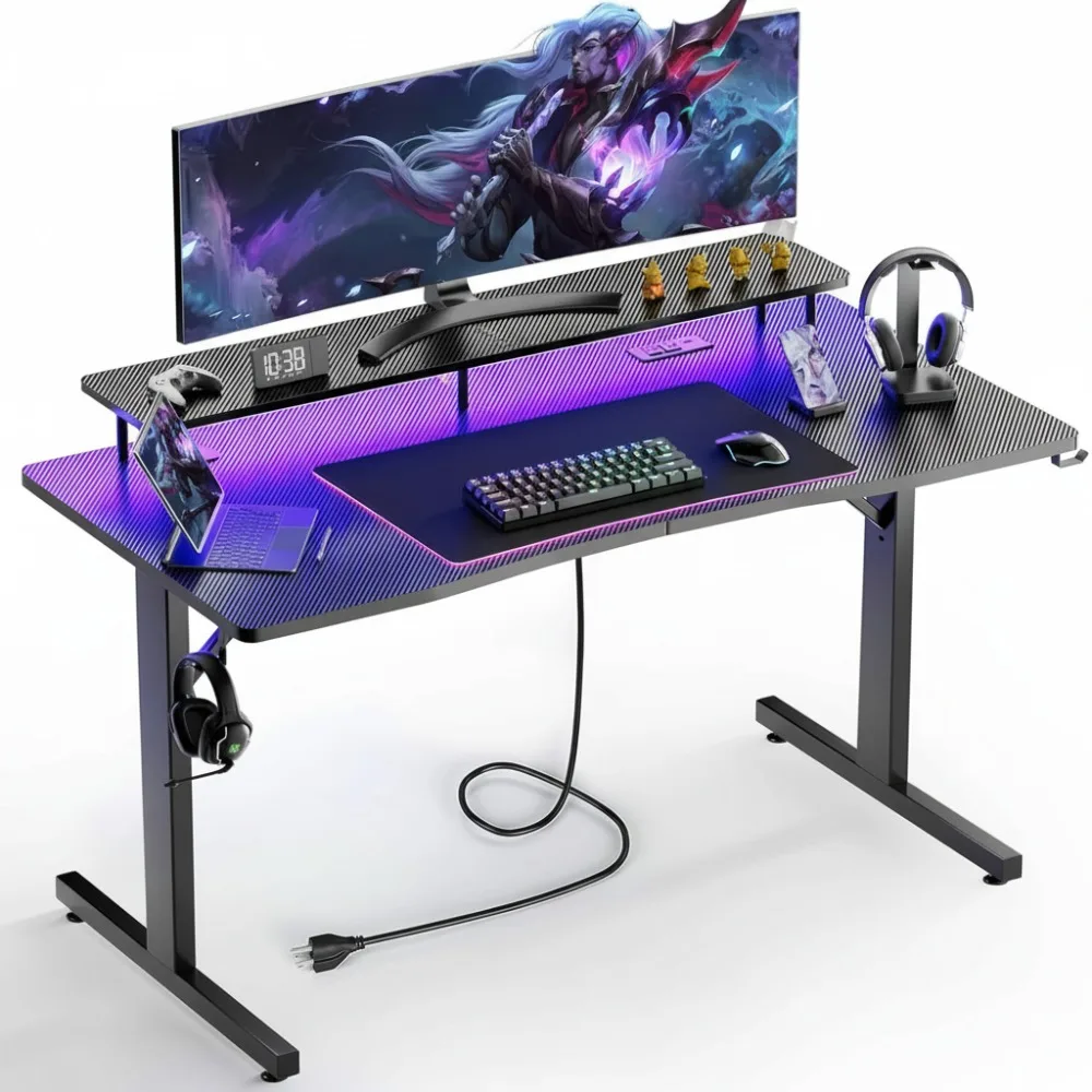 55 Inch LED Gaming Desk with Power Outlet, Ergonomic Computer Table with Monitor Stand for Home Office
55 Inch LED Gaming Desk with Power Outlet, Ergonomic Computer Table with Monitor Stand for Home Office