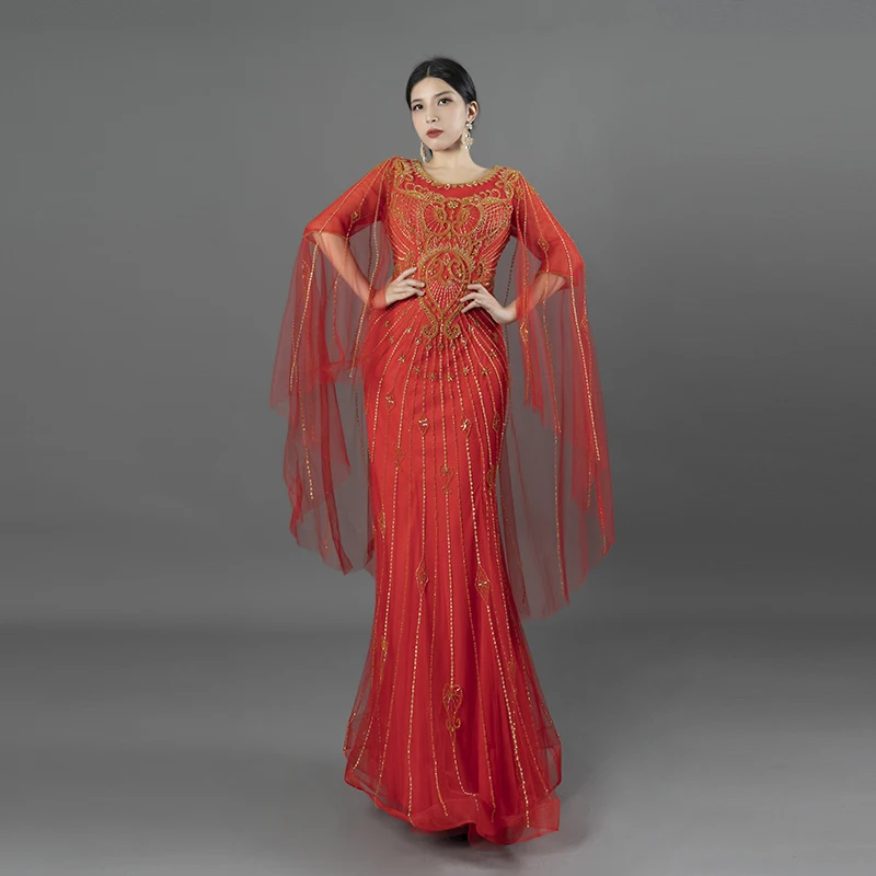 Luxury Evening Dress For Women Golden Beading Round Neck Plus Size for Party Special Occasions R10
Luxury Evening Dress For Women Golden Beading Round Neck Plus Size for Party Special Occasions R10