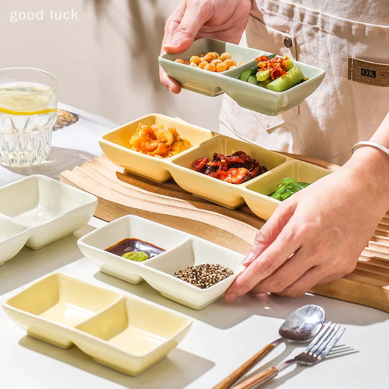 Creative Ceramic Soy Sauce Dish Spice Plate 2/3 Grids Dinner Plates Household Snack Plate Kitchen Accessories
Creative Ceramic Soy Sauce Dish Spice Plate 2/3 Grids Dinner Plates Household Snack Plate Kitchen Accessories