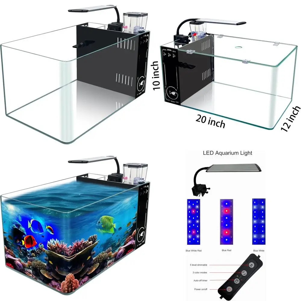 Аквариумный комплект из 10-галлонного изогнутого стекла с низким содержанием железа, крышкой, скиммером, LED-подсветкой, фильтрующими материалами и насосом
Аквариумный комплект из 10-галлонного изогнутого стекла с низким содержанием железа, крышкой, скиммером, LED-подсветкой, фильтрующими материалами и насосом