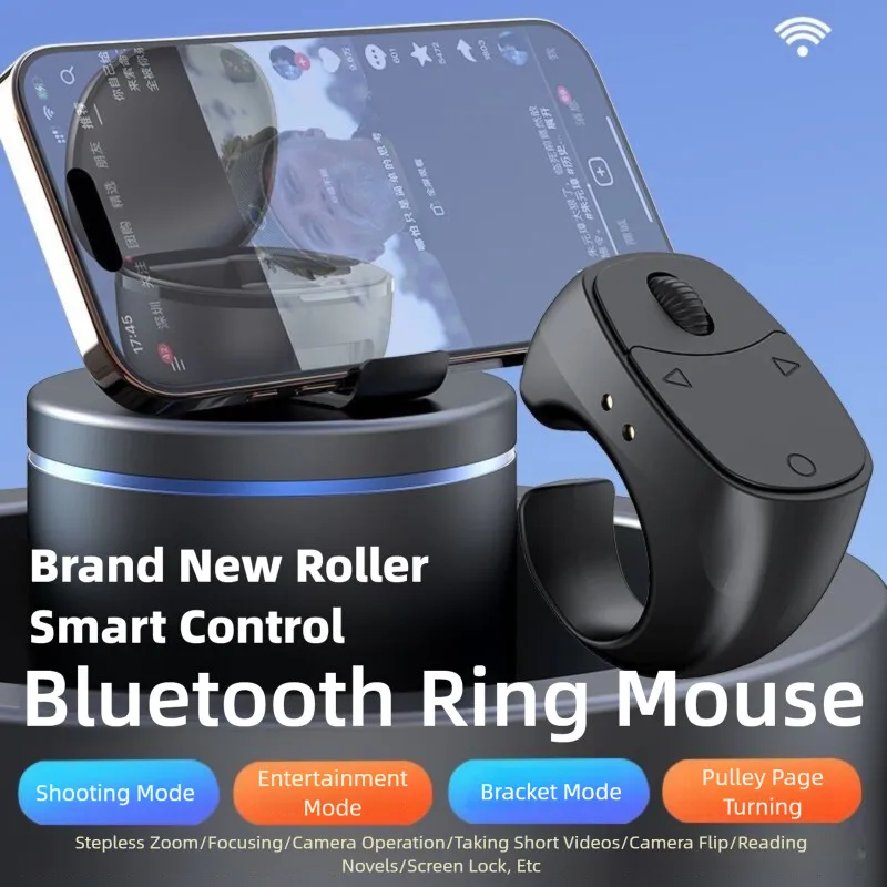 New Wireless Bluetooth Remote Control Bracket Roller Ring Mouse Novel Page Turning Selfie TikTok Video Browsing For Android IOS
New Wireless Bluetooth Remote Control Bracket Roller Ring Mouse Novel Page Turning Selfie TikTok Video Browsing For Android IOS