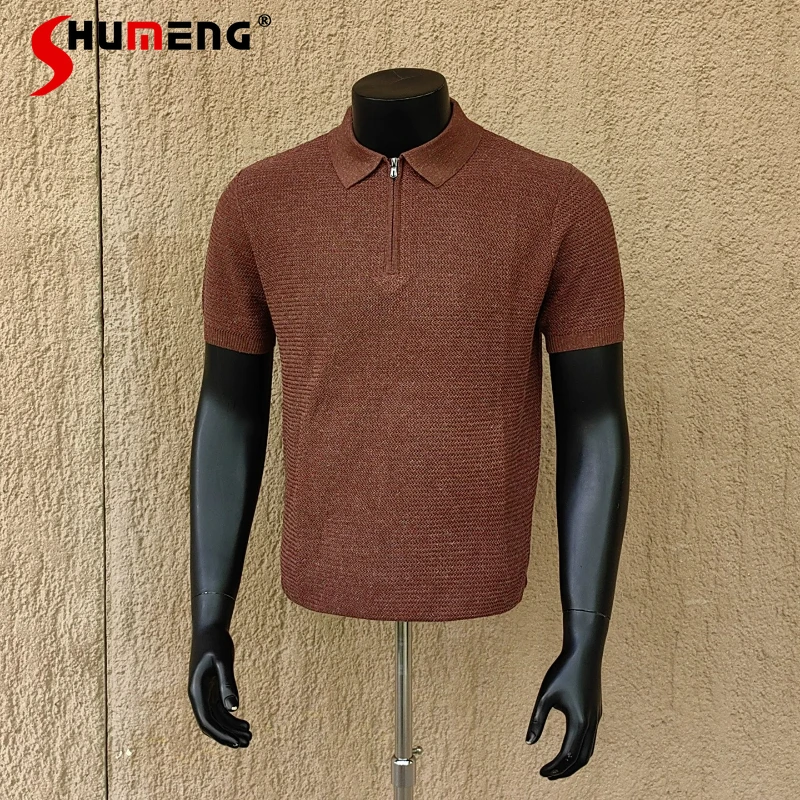 2026 Men's Summer New Simple Tees Trend Breathable Semi-zipper Knitted Short-sleeve Chic Tops Male Solid Color Knitwear T-Shirts
2026 Men's Summer New Simple Tees Trend Breathable Semi-zipper Knitted Short-sleeve Chic Tops Male Solid Color Knitwear T-Shirts
