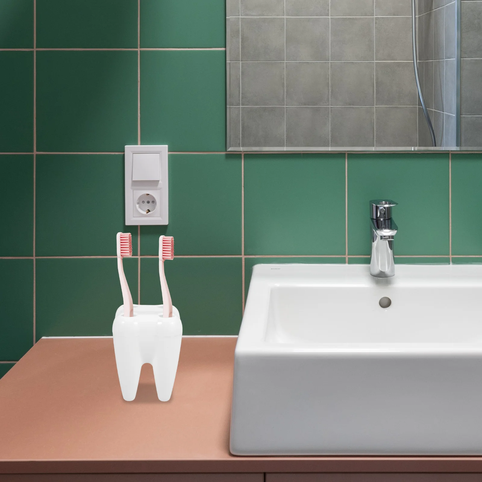 2Pcs Tooth Shaped Toothbrush Holder Fashionable Bathroom Countertop Organizer Multi Hole Stand for Kids Adults
2Pcs Tooth Shaped Toothbrush Holder Fashionable Bathroom Countertop Organizer Multi Hole Stand for Kids Adults