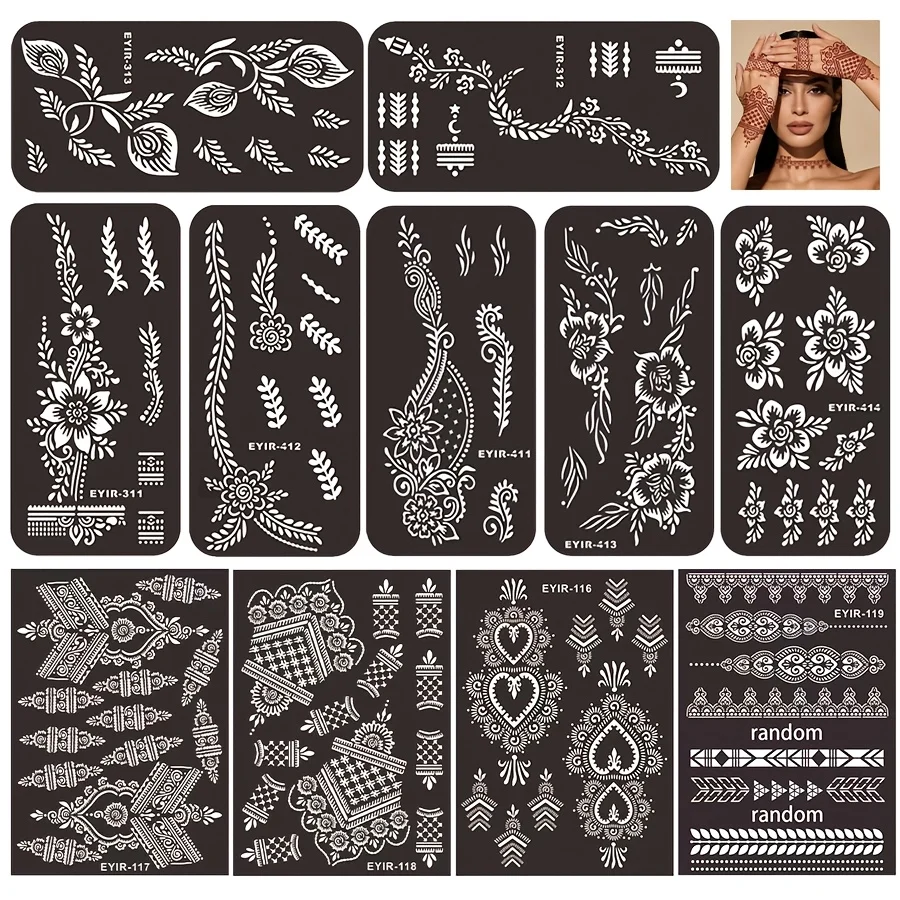 Kit de 11 pochoirs pour tatouage des mains — Pochoirs réutilisables pour peinture corporelle (mains, bras et corps) ; Idéal pour
Kit de 11 pochoirs pour tatouage des mains — Pochoirs réutilisables pour peinture corporelle (mains, bras et corps) ; Idéal pour