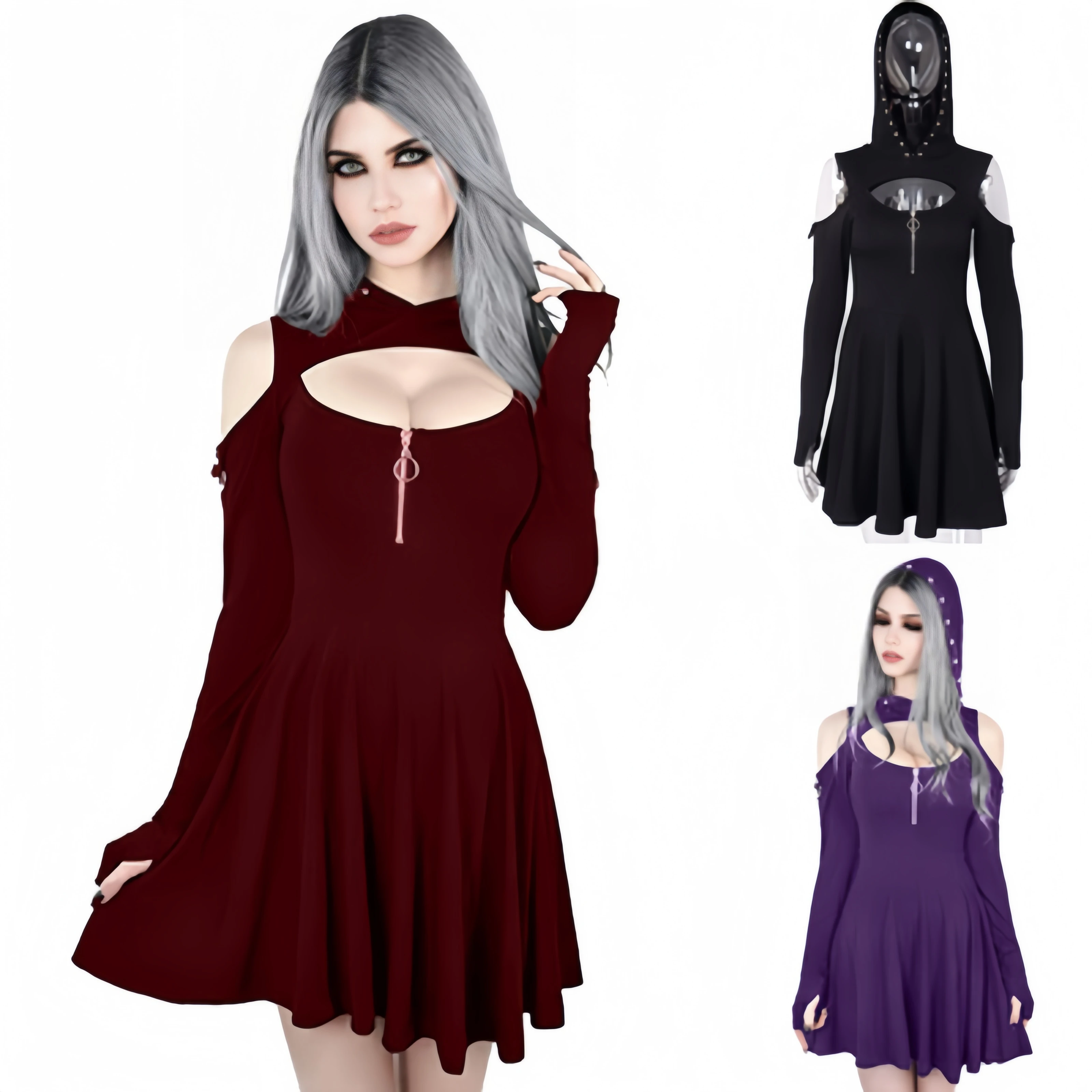 2024 New Arrival Hot Selling Women's Punk Style Solid Color Zipper Studded Hooded Mini Dress Ladies Kawaii Japanese Cute Skirt
2024 New Arrival Hot Selling Women's Punk Style Solid Color Zipper Studded Hooded Mini Dress Ladies Kawaii Japanese Cute Skirt