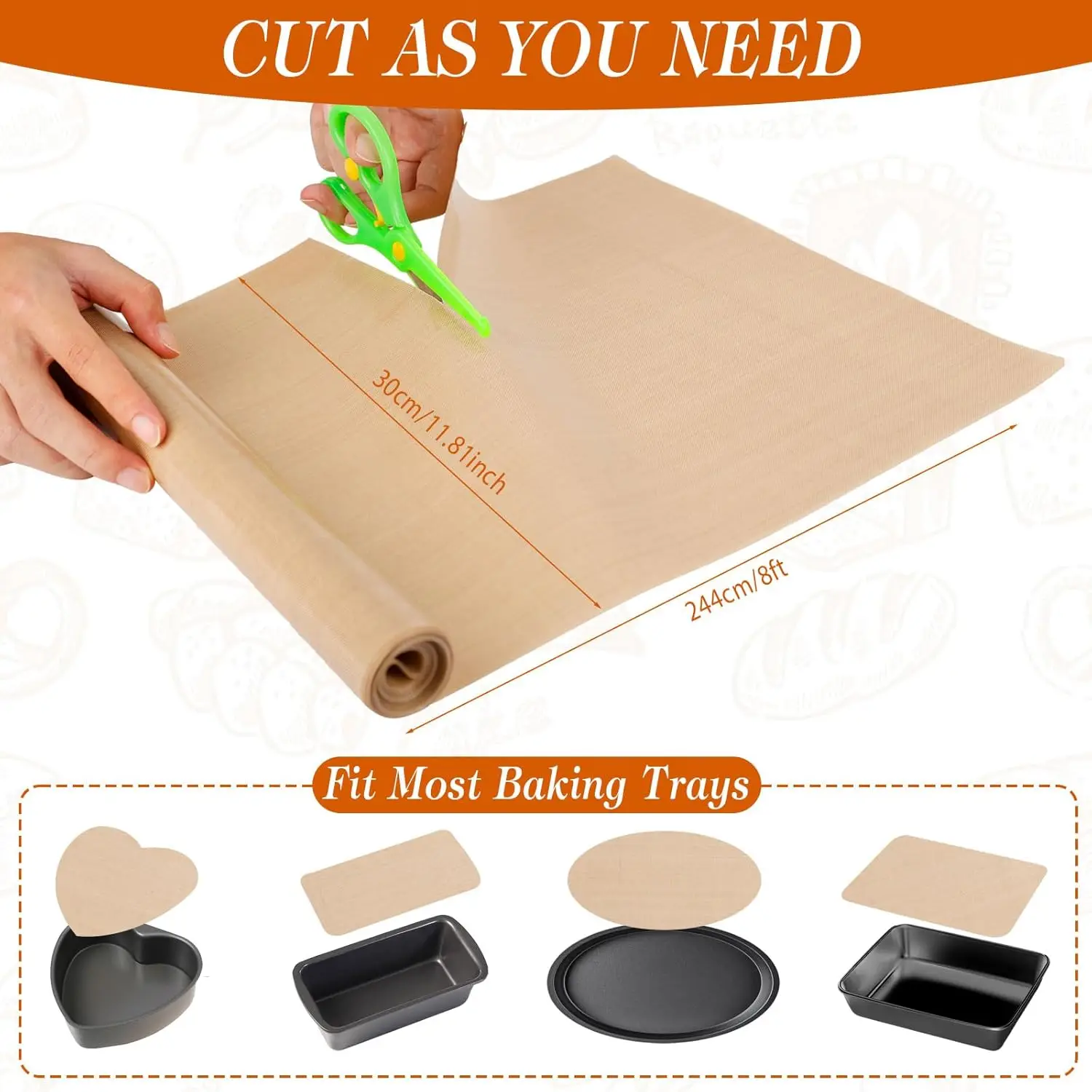 Reusable Silicone Baking Mat 30 cmx2.5m Mat Baking Non-Stick Baking Mat Roll Worktop Mat Can Be Cut to Size BPA-free
Reusable Silicone Baking Mat 30 cmx2.5m Mat Baking Non-Stick Baking Mat Roll Worktop Mat Can Be Cut to Size BPA-free