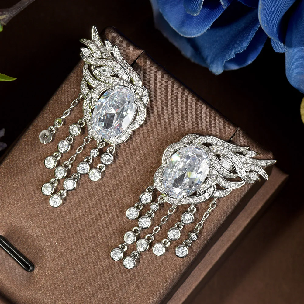 HIBRIDE Tassel Drop Cubic Zircon Statement Drop Earrings For Women Wedding DUBAI Bridal Round Circle Dangle Earring E-612
HIBRIDE Tassel Drop Cubic Zircon Statement Drop Earrings For Women Wedding DUBAI Bridal Round Circle Dangle Earring E-612