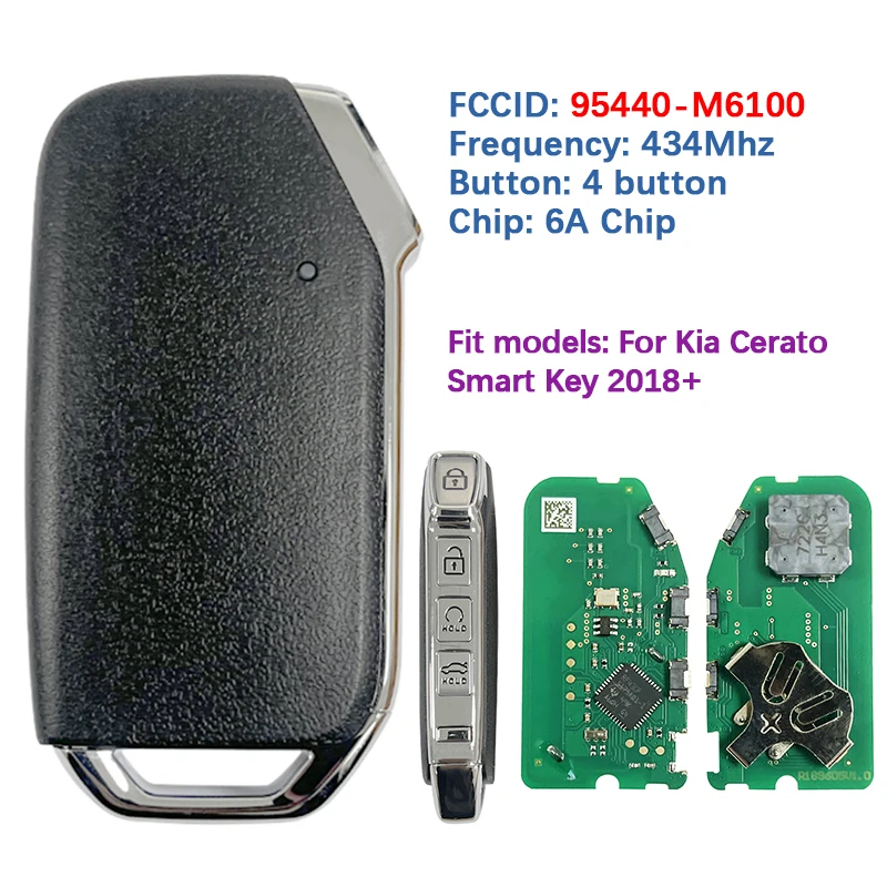 CN051262 Aftermarket 4 Button Smart Keyless Remote FCC 95440-M6100 FE00440 433MHZ 8A Chip For Kia Cerato 2018
CN051262 Aftermarket 4 Button Smart Keyless Remote FCC 95440-M6100 FE00440 433MHZ 8A Chip For Kia Cerato 2018