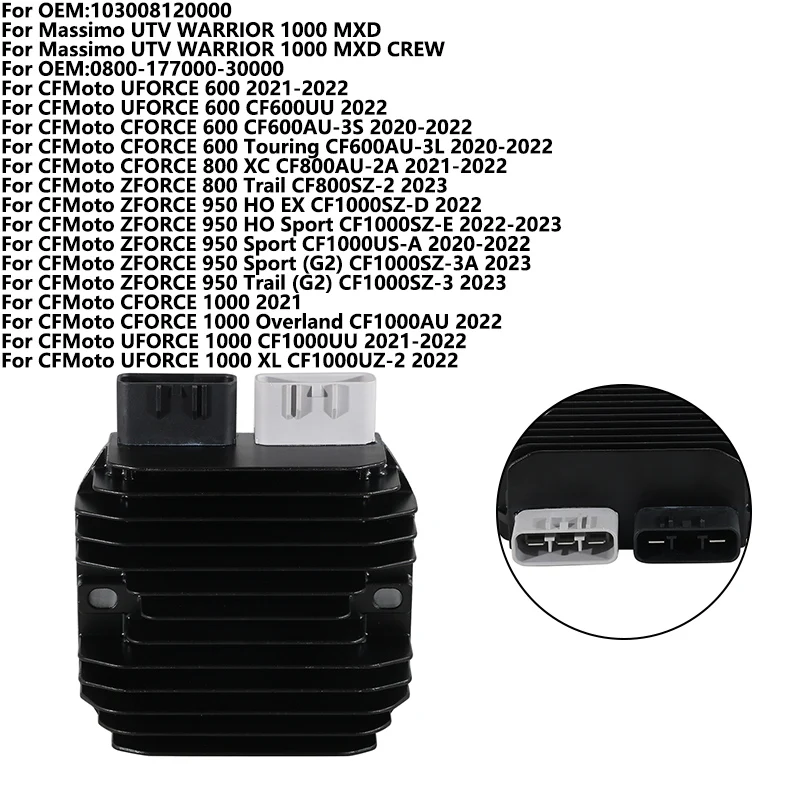 voltage regulator rectifier For CFMoto ZFORCE 800 950 1000 Trail CF800SZ-2 CF1000SZ-D CF1000SZ-E CF1000SZ-3A 0800-177000-30000
voltage regulator rectifier For CFMoto ZFORCE 800 950 1000 Trail CF800SZ-2 CF1000SZ-D CF1000SZ-E CF1000SZ-3A 0800-177000-30000
