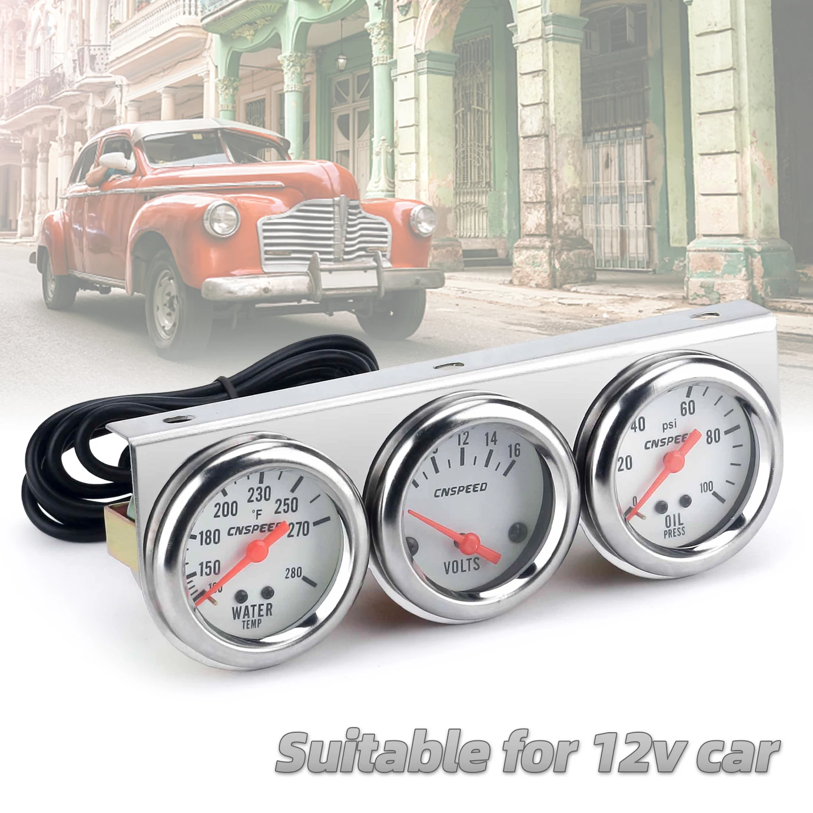 CNSPEED Universal 52MM Triple Gauge Set Volt Meter Water Temp Gauge Oil Press Pressure Gauge Auto Mechanical Gauge
CNSPEED Universal 52MM Triple Gauge Set Volt Meter Water Temp Gauge Oil Press Pressure Gauge Auto Mechanical Gauge