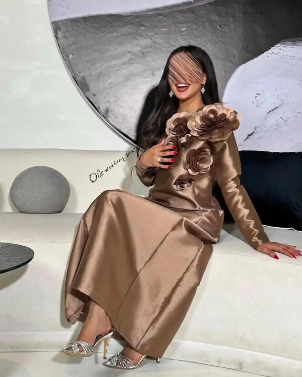 customized Long Sleeves Prom Dresses O-Neck Pleated Flowers Ankle Length Party Dresses Evening Dresses 
customized Long Sleeves Prom Dresses O-Neck Pleated Flowers Ankle Length Party Dresses Evening Dresses