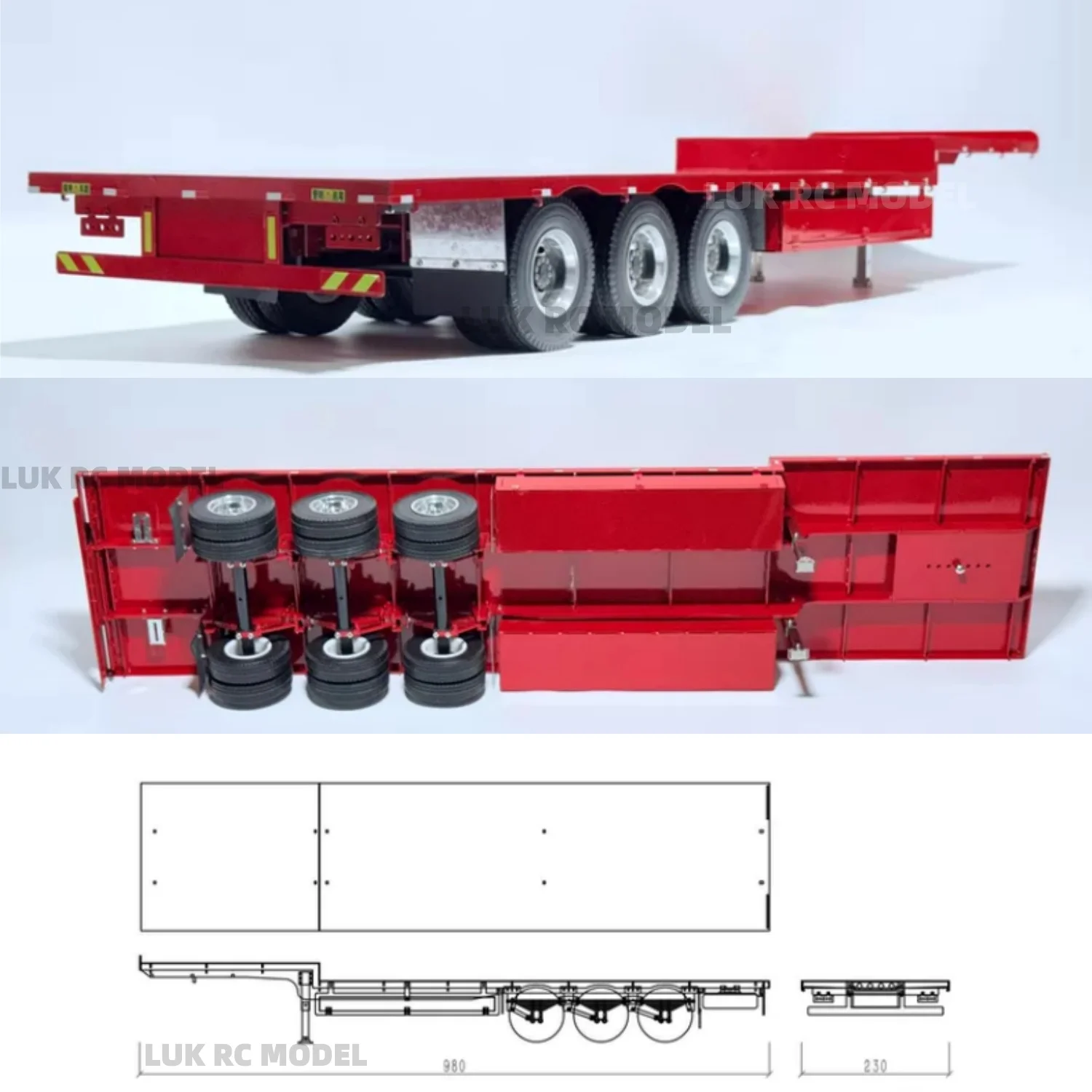 3 Axle 1/14 Full Metal Trailer Painted RTR Assembled High-low Flat Plate for Tamiya Tractor ScaleClub LESU DIY Truck Metal Wheel
3 Axle 1/14 Full Metal Trailer Painted RTR Assembled High-low Flat Plate for Tamiya Tractor ScaleClub LESU DIY Truck Metal Wheel