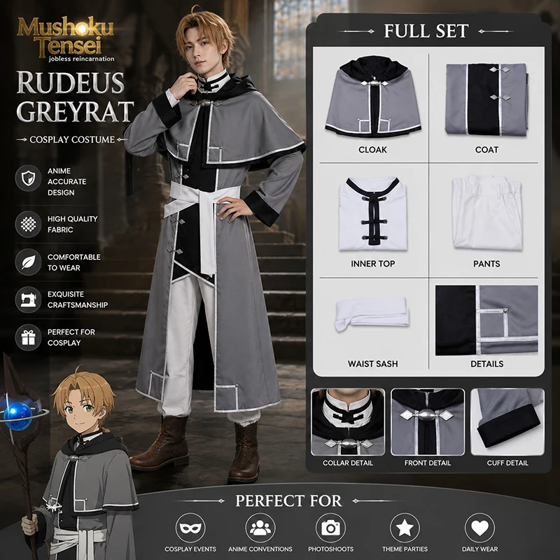 Mushoku Tensei Rudeus Greyrat Cosplay Costume wig Jobless Reincarnation Anime Adulthood Uniform Set Role Play Wigs Halloween
Mushoku Tensei Rudeus Greyrat Cosplay Costume wig Jobless Reincarnation Anime Adulthood Uniform Set Role Play Wigs Halloween