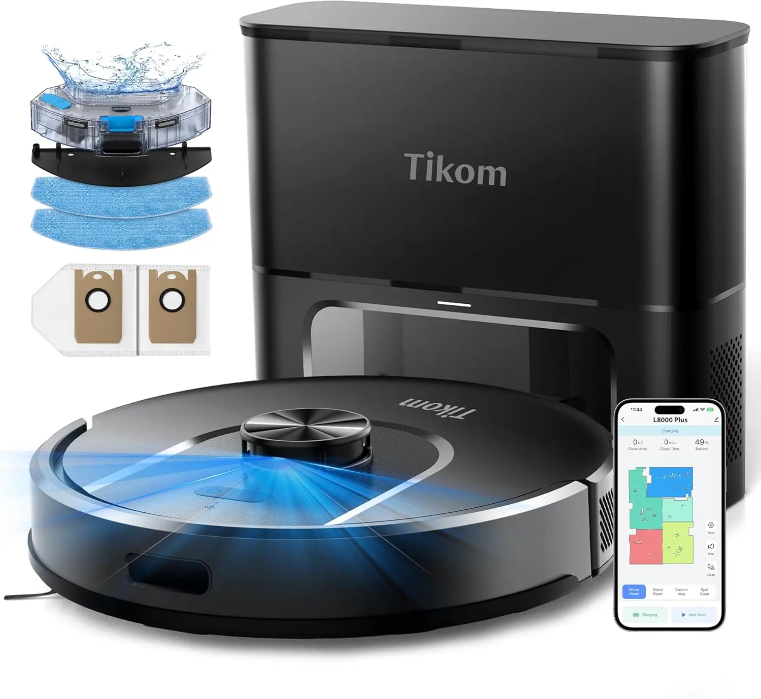 Robot Vacuum and Mop, 6000Pa Robotic Vacuum Cleaner with Self-Emptying Base, 90 Days Capacity, LiDAR Navigation, Home Mapping, I
Robot Vacuum and Mop, 6000Pa Robotic Vacuum Cleaner with Self-Emptying Base, 90 Days Capacity, LiDAR Navigation, Home Mapping, I