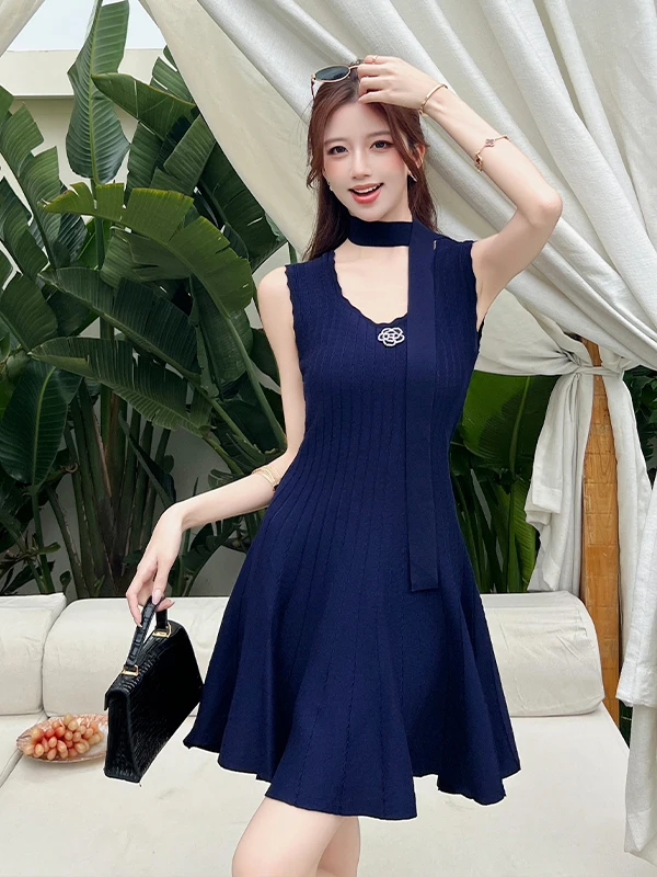 Elegant V-Neck Sleeveless Knitted Dress Women's Summer Slimming Waist A-Line Skirt Short Style Comfortable Fit City Commute
Elegant V-Neck Sleeveless Knitted Dress Women's Summer Slimming Waist A-Line Skirt Short Style Comfortable Fit City Commute