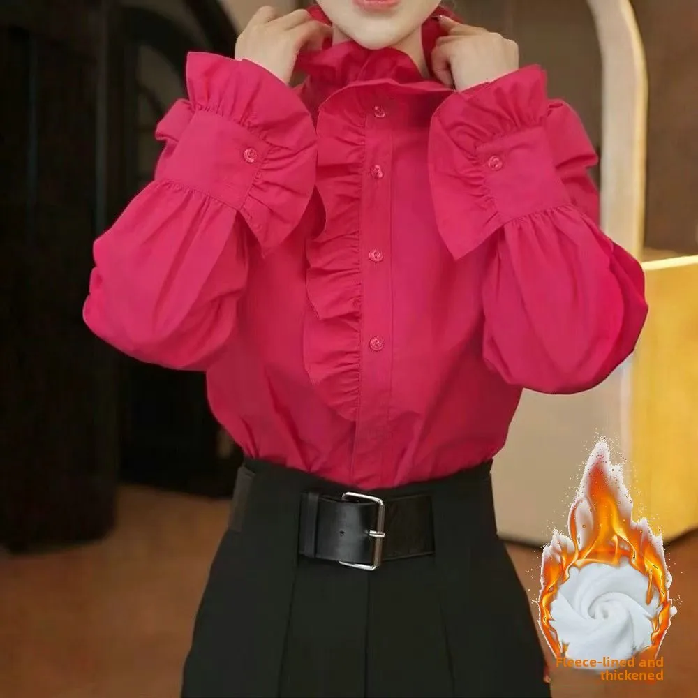 Fce Lined Thi Long Sve irt Women Loose Slimming Early Spring New Sle Stand Collar f High Collar Blouse
Fce Lined Thi Long Sve irt Women Loose Slimming Early Spring New Sle Stand Collar f High Collar Blouse