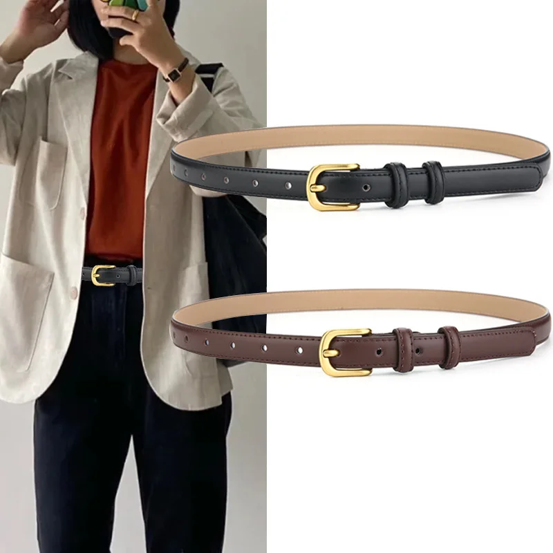 Women's Luxury Genuine Leather Belt Retro Wearing Fashion Gold Button Jeans Belt Small Design Versatile Thin Belt
Women's Luxury Genuine Leather Belt Retro Wearing Fashion Gold Button Jeans Belt Small Design Versatile Thin Belt