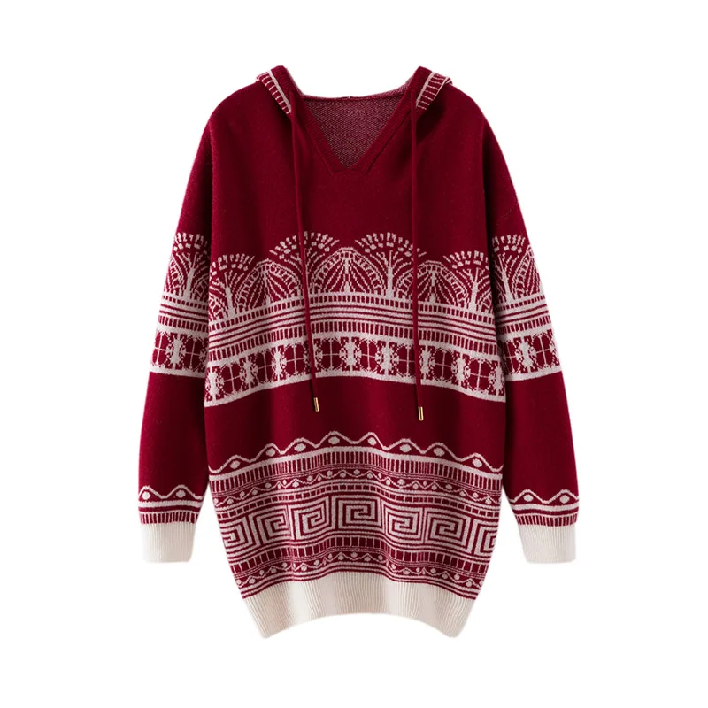 Women's 100% pure cashmere pullover casual knitted sweater loose hooded collar Tops luxury brand thick trendy Jumper Swearcoat
Women's 100% pure cashmere pullover casual knitted sweater loose hooded collar Tops luxury brand thick trendy Jumper Swearcoat