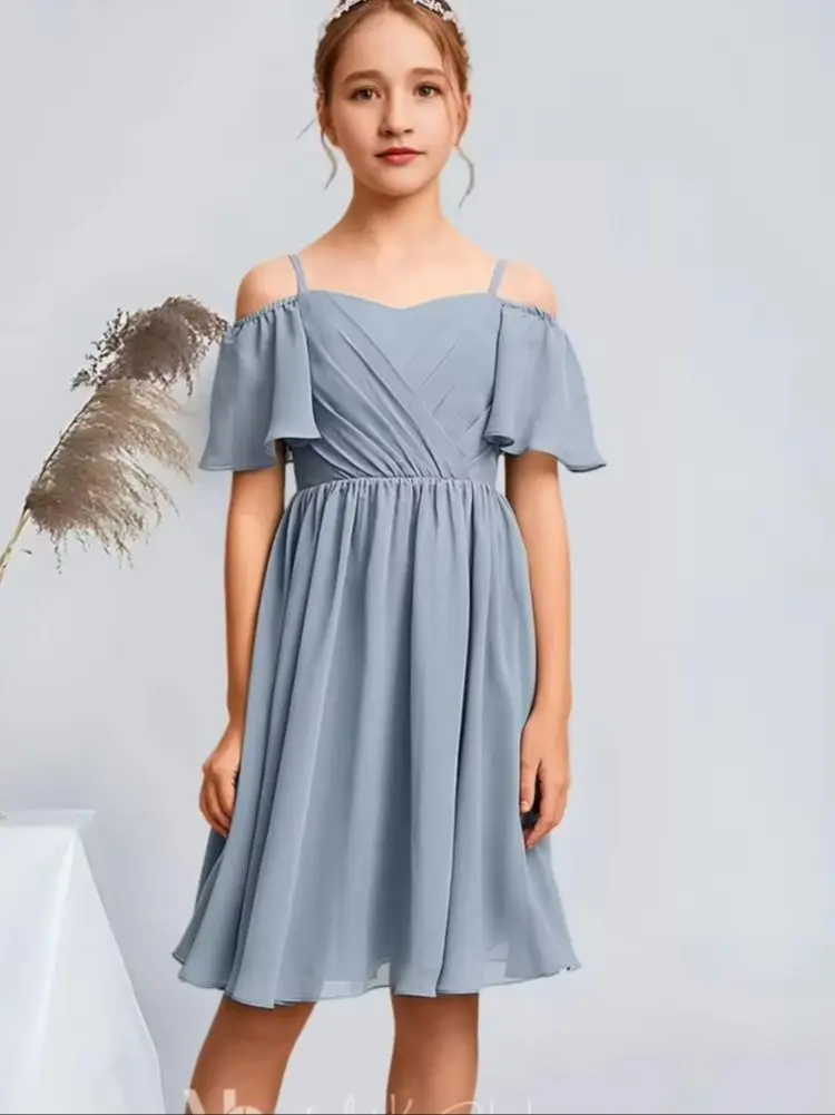 VDC A-Line Cold Shoulder Knee-Length Chiffon Junior Bridesmaid Dresses Dusty Blue Lovely Flower Girl Dresses Party Wedding Kids
VDC A-Line Cold Shoulder Knee-Length Chiffon Junior Bridesmaid Dresses Dusty Blue Lovely Flower Girl Dresses Party Wedding Kids
