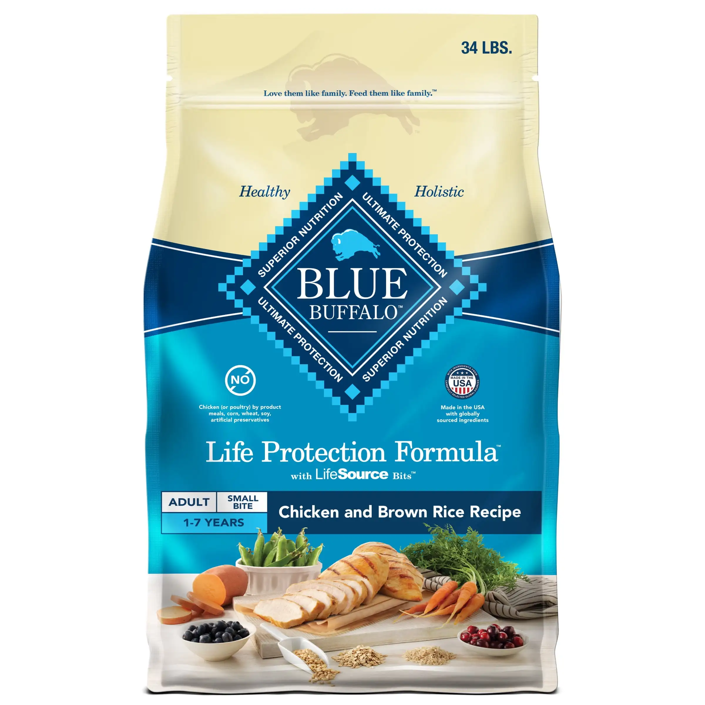 Формула Life Protection для взрослых, сухой корм для маленьких укусов, куриный и коричневый рис, 34 фунта.
Формула Life Protection для взрослых, сухой корм для маленьких укусов, куриный и коричневый рис, 34 фунта.