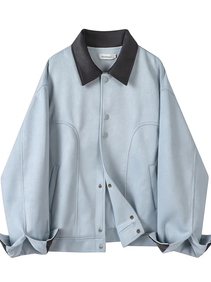 Korean Sle Oversized Jaet Loose Fit Men's Women's Couple's Faionable Patchwork Collar Coat Outerwear Long Sve Spring
Korean Sle Oversized Jaet Loose Fit Men's Women's Couple's Faionable Patchwork Collar Coat Outerwear Long Sve Spring
